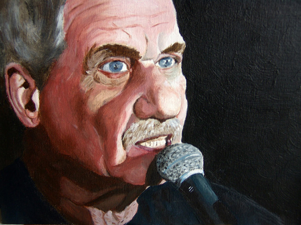 Paolo Conte, acrylique, 35x25cm, d'après une photo de Jacques Lauber (Montreux Jazz Festival 2006).