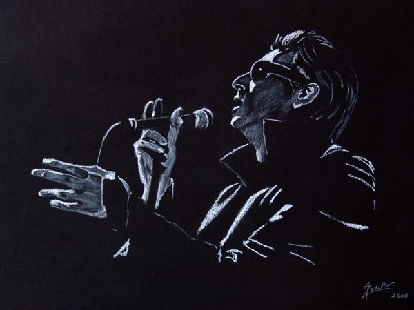 Alain Bashung, pastel, 45x30cm, d'après une photo de Jacques Lauber (Paléo Nyon 2004)