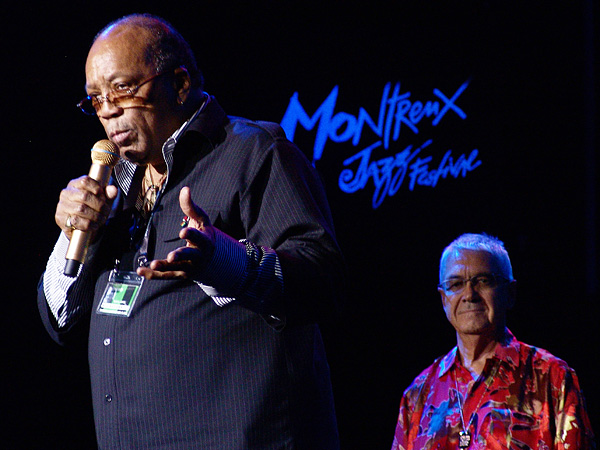 Montreux Jazz Festival 2009, Tribute to Chris Blackwell: Quincy Jones & Claude Nobs introducing the founder of Island Records just before Third World, July 10, Auditorium Stravinski.