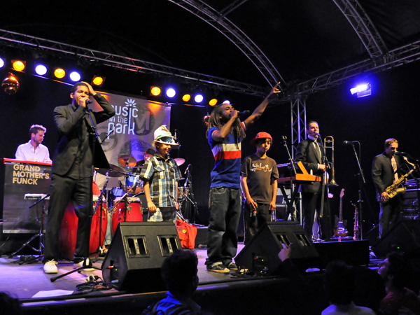 Montreux Jazz Festival 2011: Grand Mother's Funck feat. MC Akil (funk and hip-hop from Switzerland), July 1, Music in the Park, Parc Vernex.