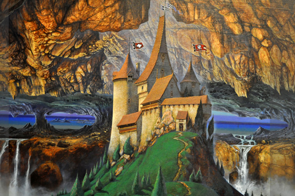Aspects de l'exposition permanente d'art fantastique au Château de Gruyères, mars 2012.