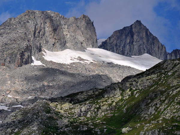 Paysage du col de la Furka, août 2012. Côté Valais, au-dessous du Glacier du Rhône.