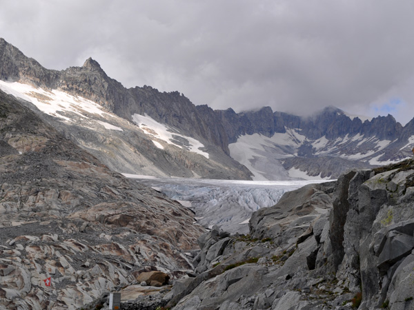Paysage du col de la Furka, août 2012. Vue sur le Glacier du Rhône.