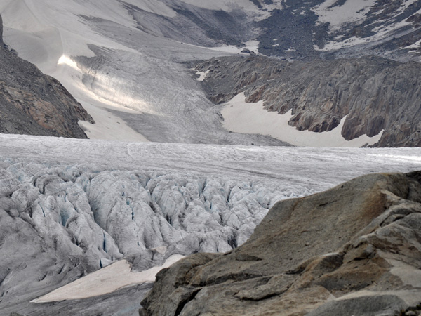 Paysage du col de la Furka, août 2012. Vue sur le Glacier du Rhône.