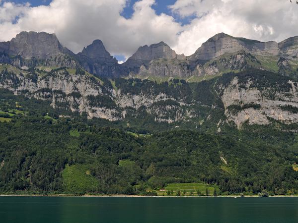 Walensee and Churfirsten mountain range, Canton of St. Gallen, August 2012.