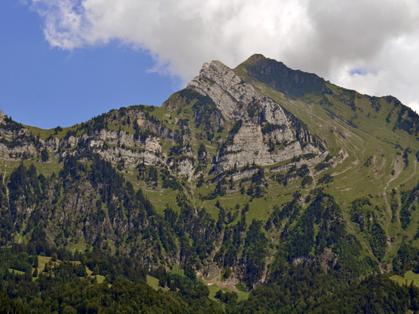 Over Walensee, landscape of the Churfirsten mountain range, Canton of St. Gallen, August 2012.