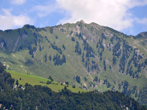 Over Walensee, landscape of the Churfirsten mountain range, Canton of St. Gallen, August 2012.