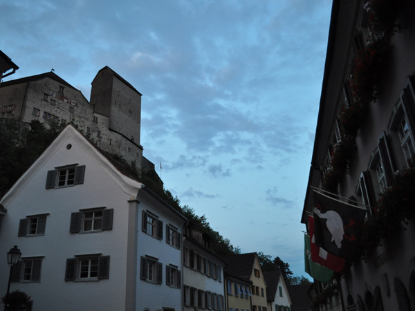 Sargans at sunset, at the Southern end of Canton of St. Gallen, August 2012.