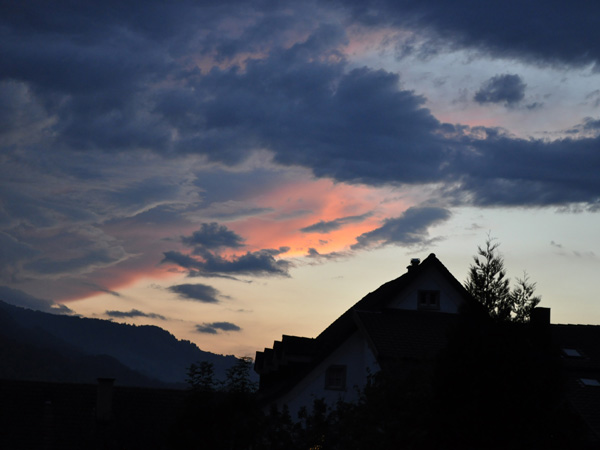 Sargans at sunset, at the Southern end of Canton of St. Gallen, August 2012.
