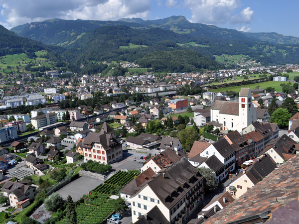 Sargans, at the Southern end of Canton of St. Gallen, August 2012.