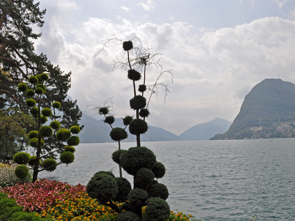 Rather cloudy day in Lugano, biggest city of Ticino (Tessin), August 2012, just before a summer storm.