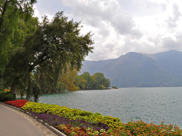 Rather cloudy day in Lugano, biggest city of Ticino (Tessin), August 2012, just before a summer storm.