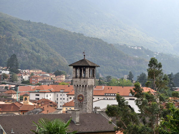 Rather cloudy day in Bellinzona, capital of Ticino (Tessin), August 2012, just before a summer storm.