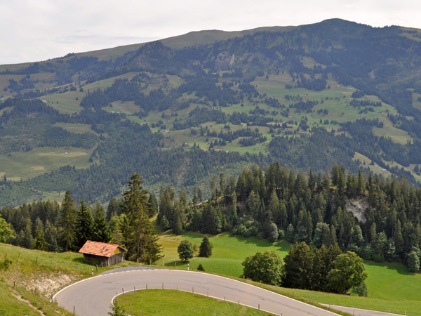 Over the Jaun Pass, connecting Gruyère (Fribourg) to Simmental (Bern), August 2012.