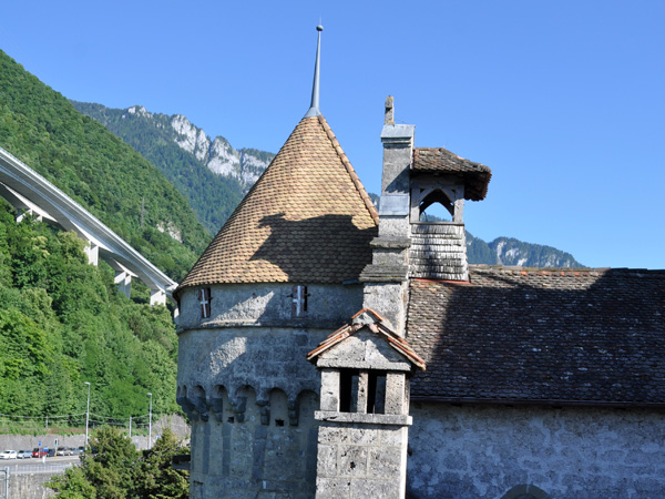 Château de Chillon (Chillon Castle), Veytaux (east of Montreux), June 2014.